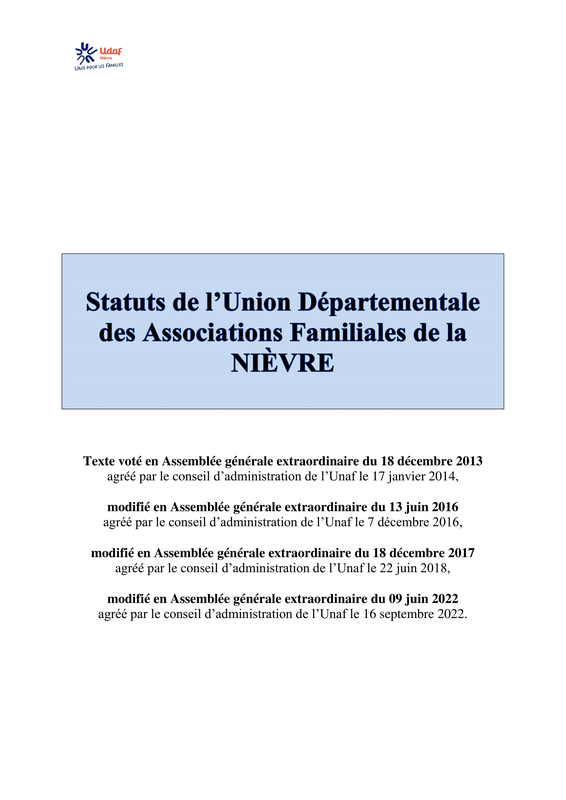 Statuts de l'Udaf | Udaf de la Nièvre
